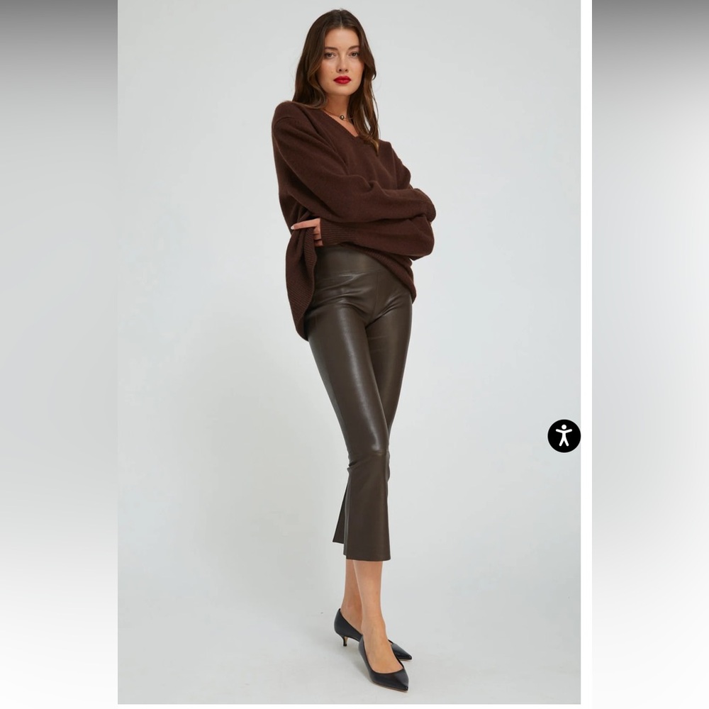 SPRWMN LEATHER CROP FLARE Pants size xs
